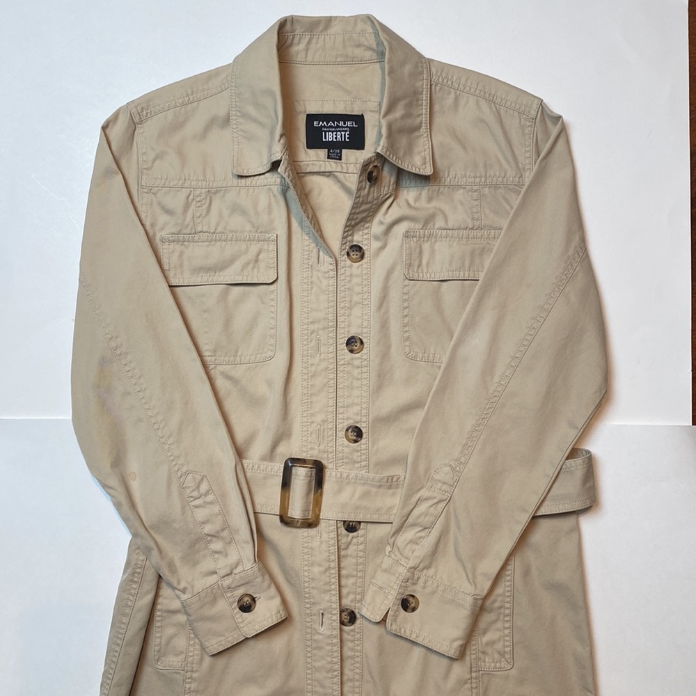 Emanuel Ungaro Liberte Khaki Belted Utility Jacket Size 4